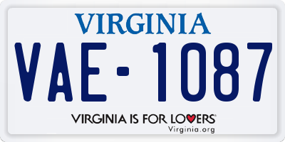 VA license plate VAE1087