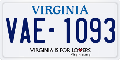 VA license plate VAE1093