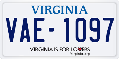 VA license plate VAE1097