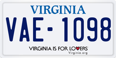 VA license plate VAE1098