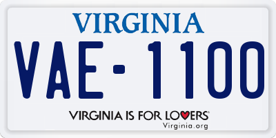 VA license plate VAE1100