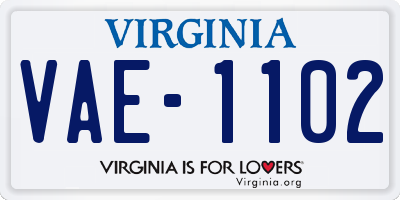 VA license plate VAE1102