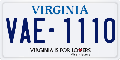VA license plate VAE1110