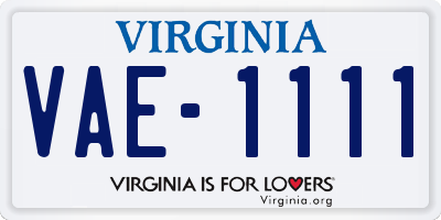 VA license plate VAE1111