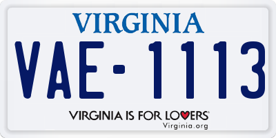 VA license plate VAE1113