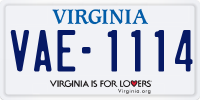 VA license plate VAE1114