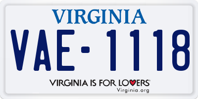 VA license plate VAE1118
