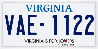 VA license plate VAE1122