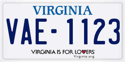 VA license plate VAE1123