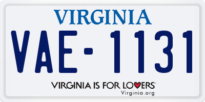 VA license plate VAE1131