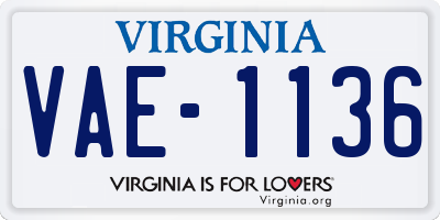 VA license plate VAE1136