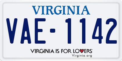VA license plate VAE1142