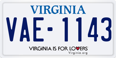 VA license plate VAE1143