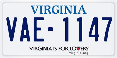 VA license plate VAE1147