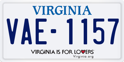 VA license plate VAE1157