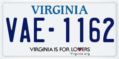 VA license plate VAE1162