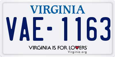 VA license plate VAE1163