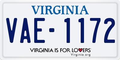 VA license plate VAE1172