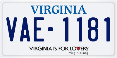 VA license plate VAE1181