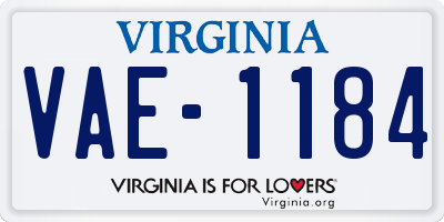 VA license plate VAE1184
