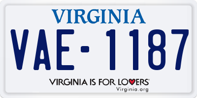 VA license plate VAE1187