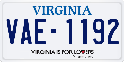 VA license plate VAE1192