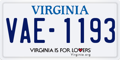 VA license plate VAE1193