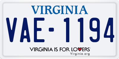 VA license plate VAE1194