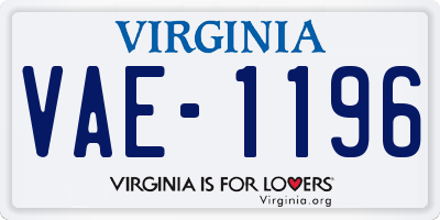 VA license plate VAE1196
