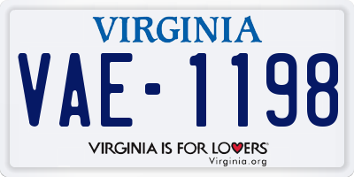 VA license plate VAE1198