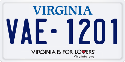VA license plate VAE1201