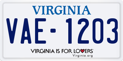 VA license plate VAE1203