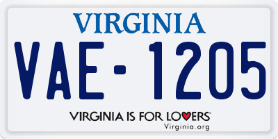 VA license plate VAE1205