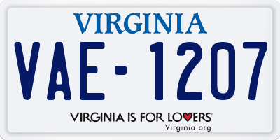 VA license plate VAE1207