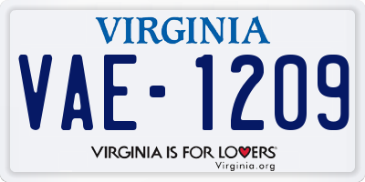VA license plate VAE1209