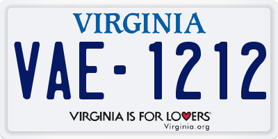 VA license plate VAE1212