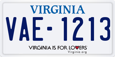 VA license plate VAE1213