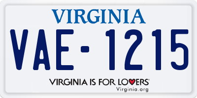 VA license plate VAE1215