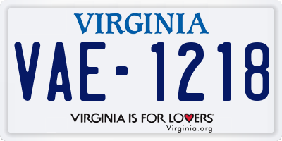 VA license plate VAE1218