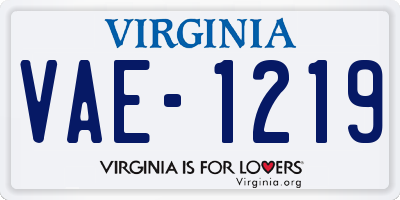 VA license plate VAE1219