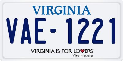 VA license plate VAE1221