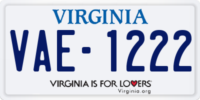 VA license plate VAE1222