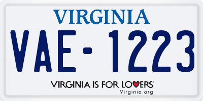 VA license plate VAE1223