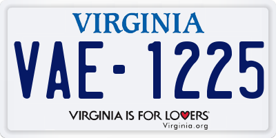 VA license plate VAE1225