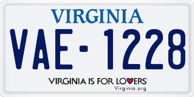 VA license plate VAE1228