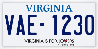 VA license plate VAE1230