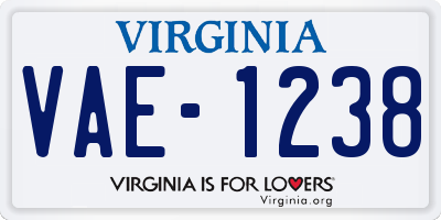 VA license plate VAE1238