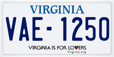 VA license plate VAE1250