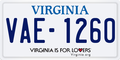 VA license plate VAE1260