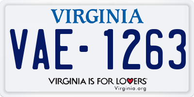 VA license plate VAE1263